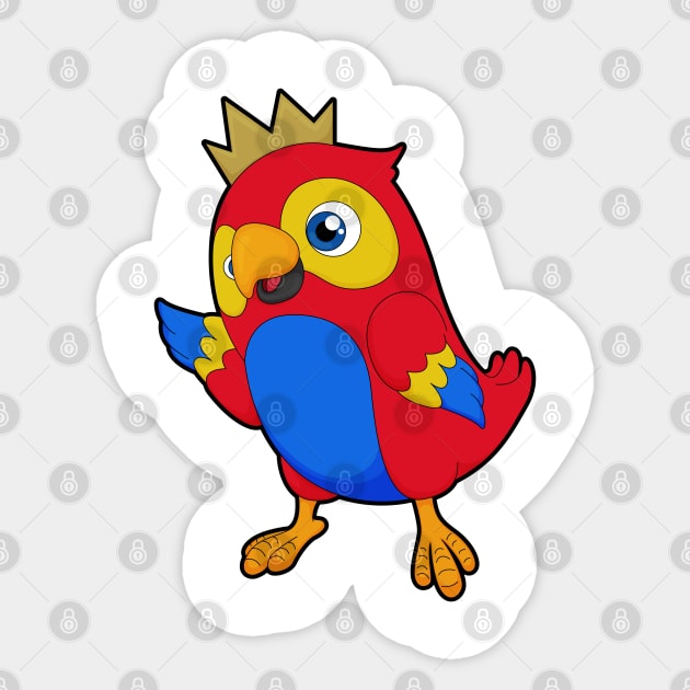 Parrot as King with Crown Sticker by Markus Schnabel